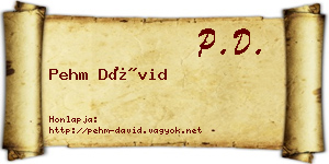 Pehm Dávid névjegykártya